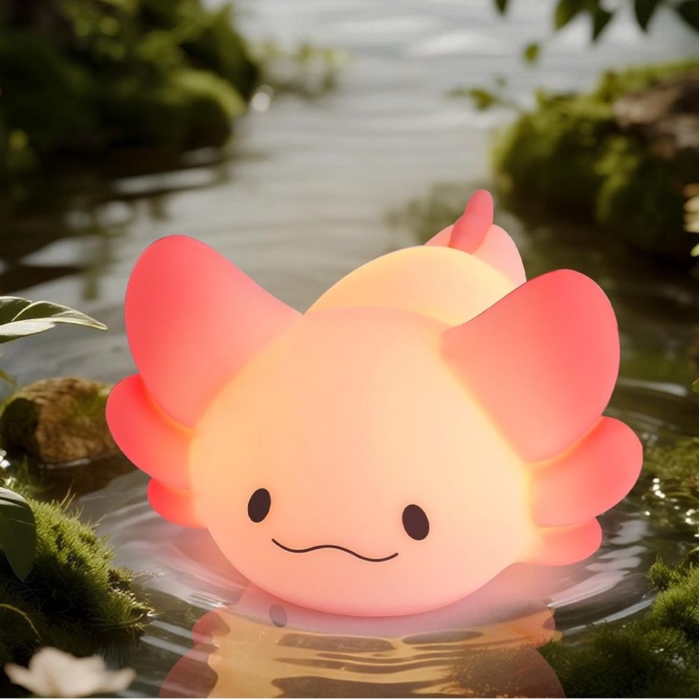 Axolotl Squishy Night Light Rechargeable LED Kids Lamp w Timer Cute NEW